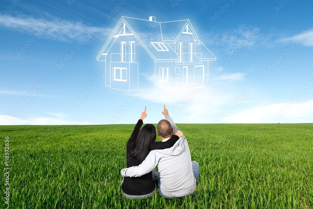 Foto Stock people are dreaming about a new home Adobe Stock