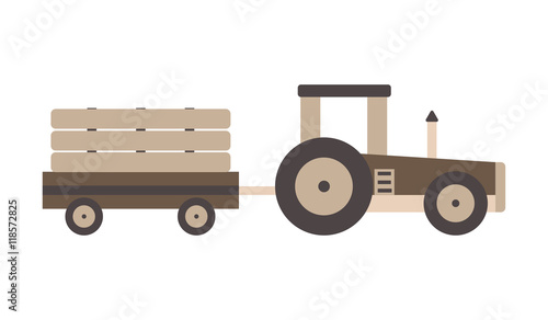 Vector illustration of a toy wooden tractor with cago on a white background photo