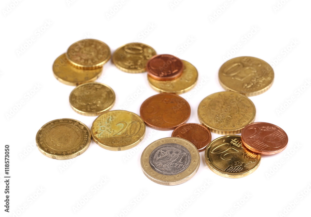 Heap of euro coins isolated on white background Heap of euro coins isolated on white background