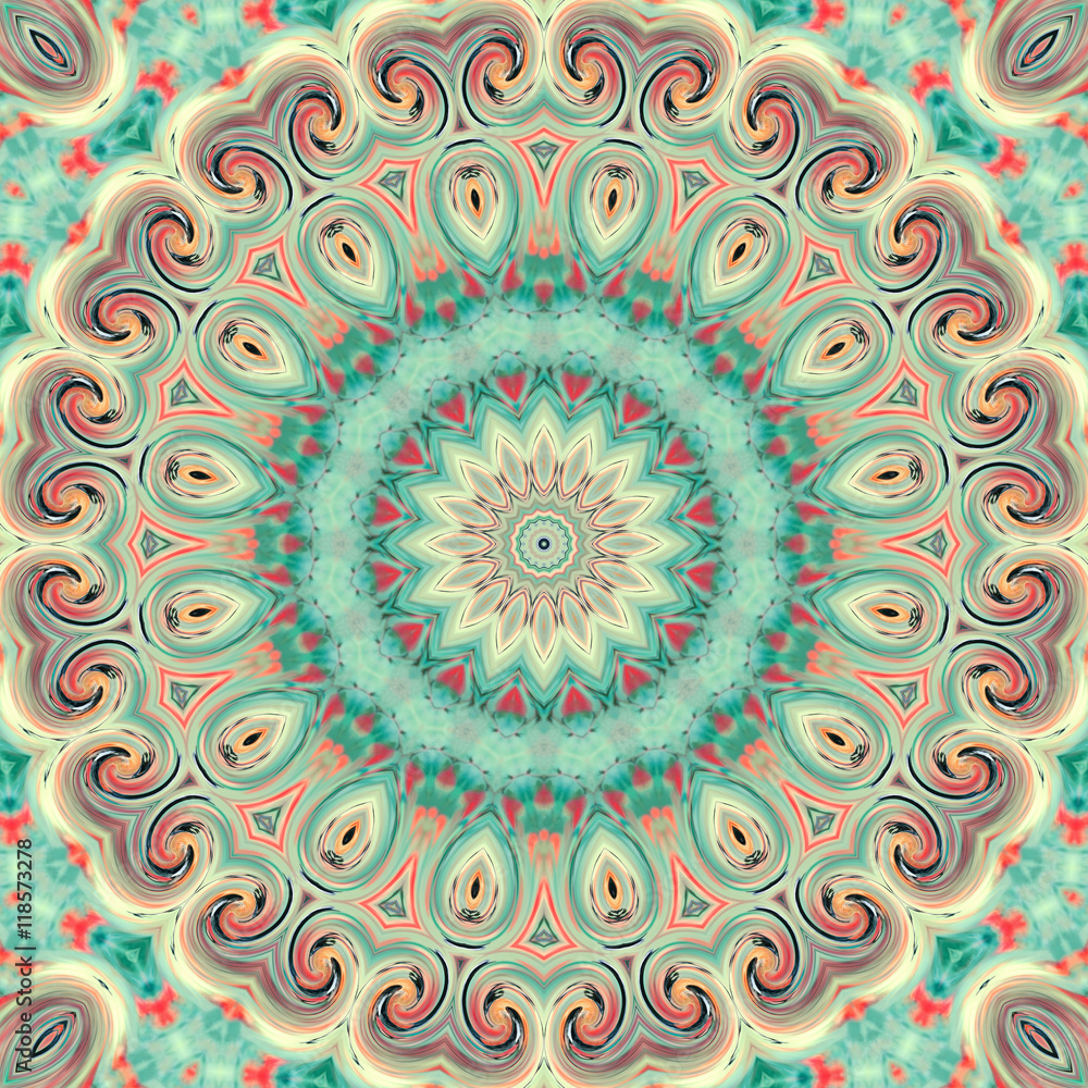 Obraz premium Glass vitrage mosaic kaleidoscopic seamless pattern