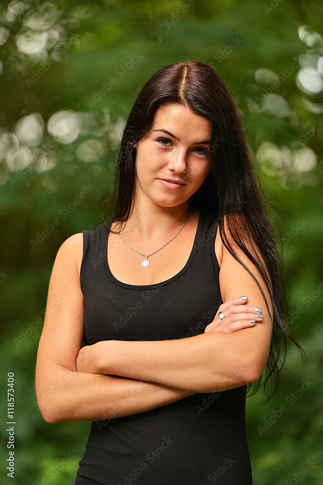 beautiful girl enjoying in forest beautiful girl enjoying in forest