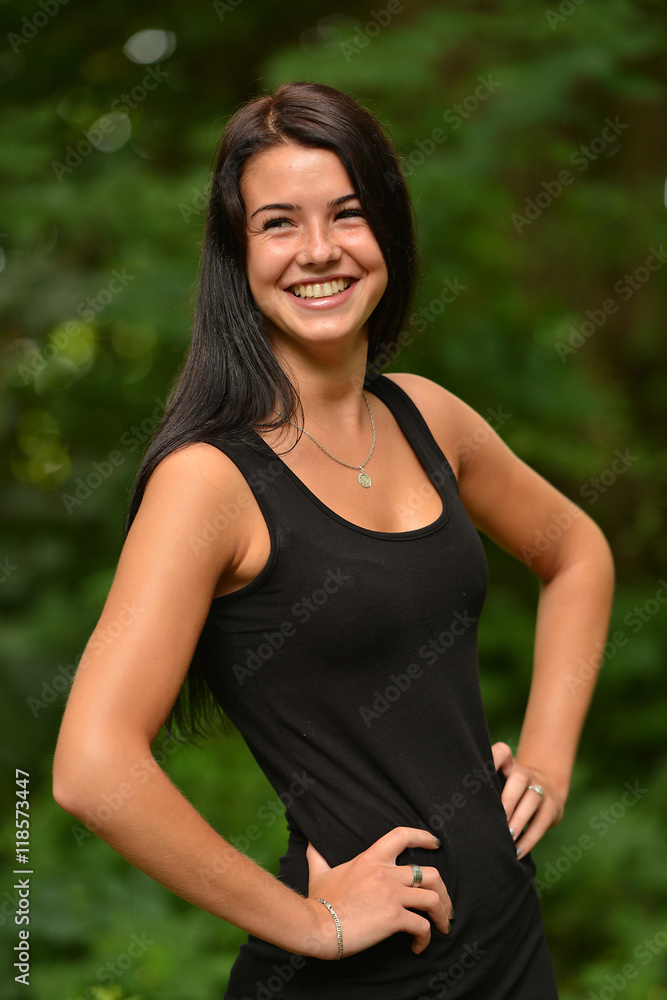 beautiful girl enjoying in forest beautiful girl enjoying in forest