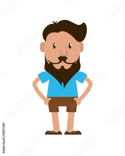hipster style man mustache male cartoon vintage icon. Flat and Isolated design. Vector illustration