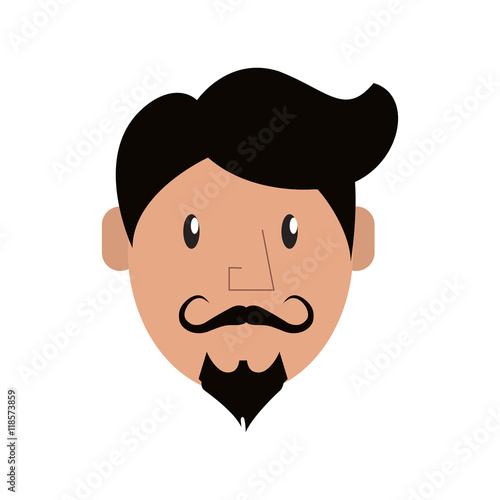 hipster style man mustache male cartoon vintage icon. Flat and Isolated design. Vector illustration