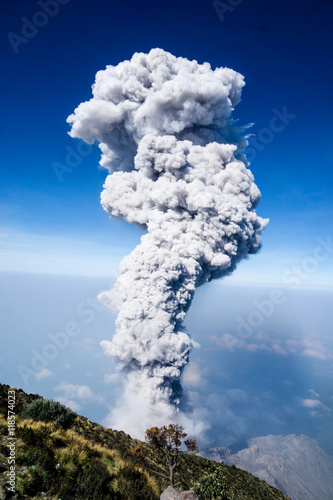 eruption volcano Santiaguito in Guatemala