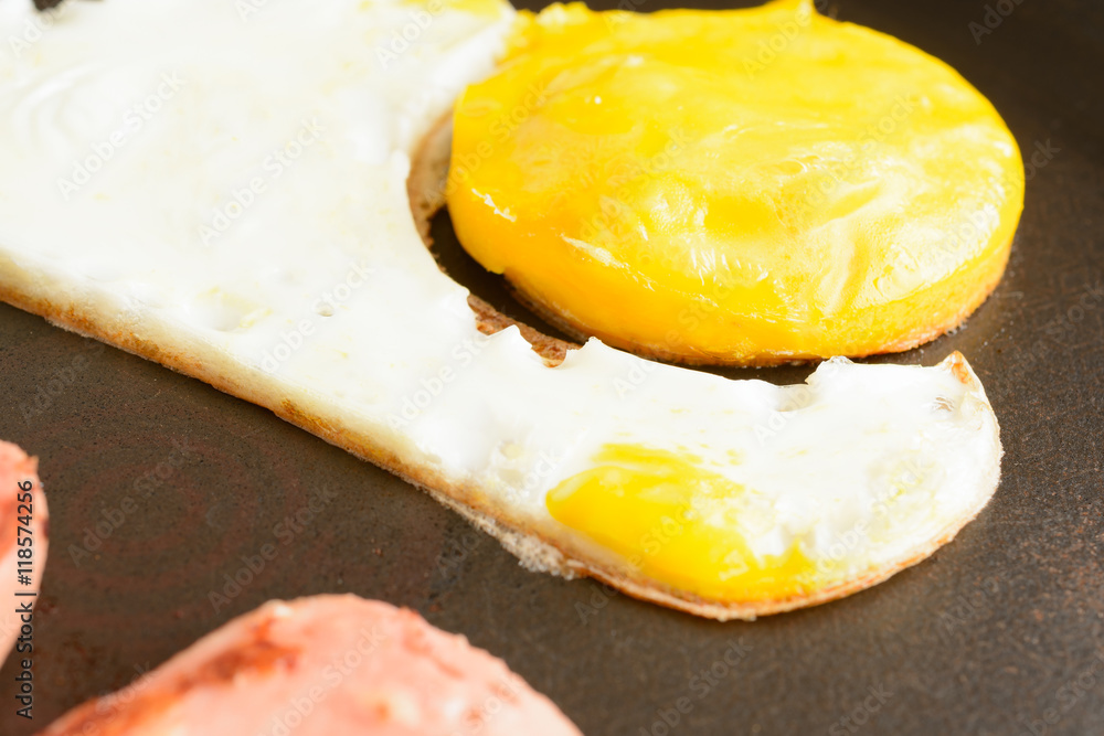 Fried eggs with sausages Fried eggs with sausages