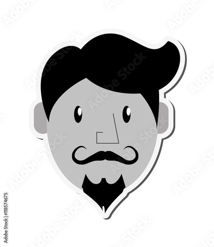 hipster style man mustache male cartoon vintage icon. Flat and Isolated design. Vector illustration