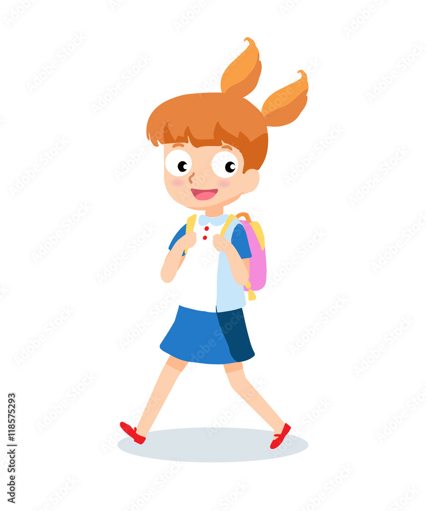 Back Pack Clipart Vector, Cartoon Back Pack Of Little Girl With