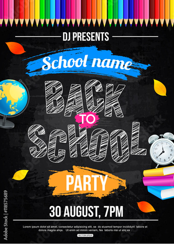 Back to school party poster template