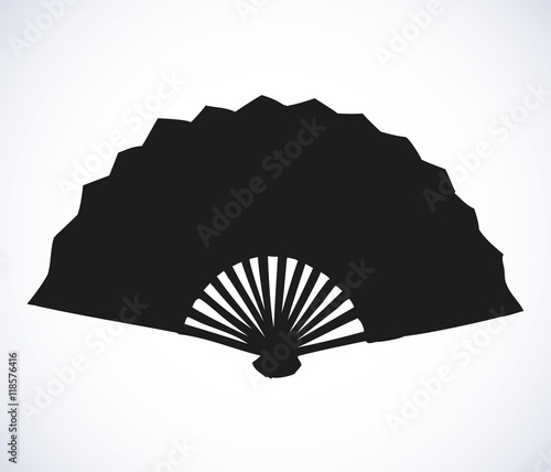 Folding fan. Vector sketch
