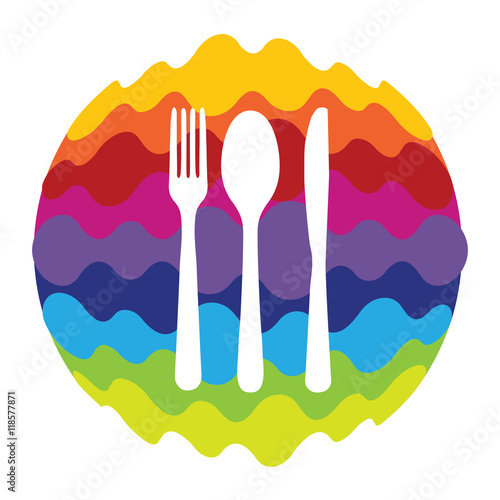 Food and Drink Rainbow Color Icon for Mobile Applications