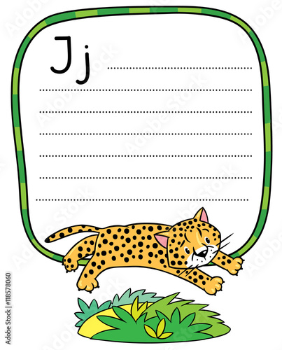 Little cheetah or jaguar for ABC. Alphabet J