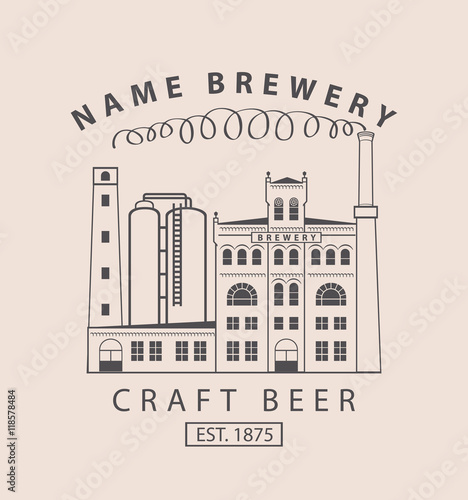vector banner with the image of the brewery building in retro style