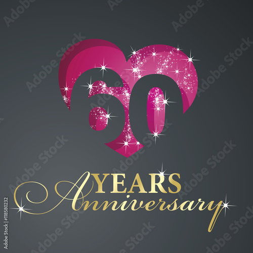 Gold 60 years anniversary firework red heart black background