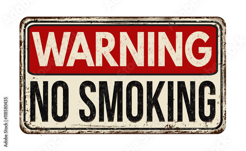 Warning no smoking zone vintage metal sign