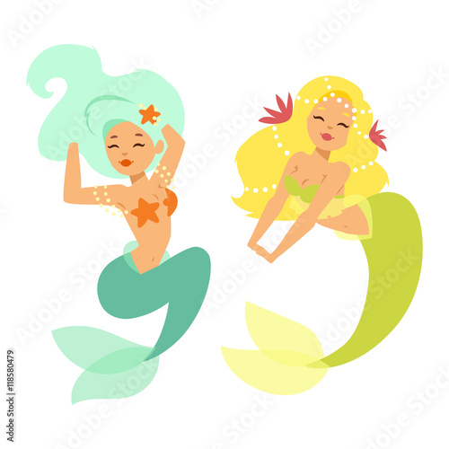 Mermaid nixie character vector illustration
