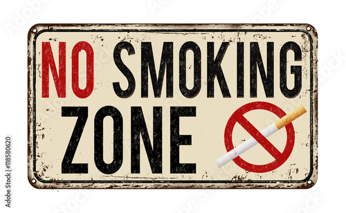No smoking zone vintage metal sign