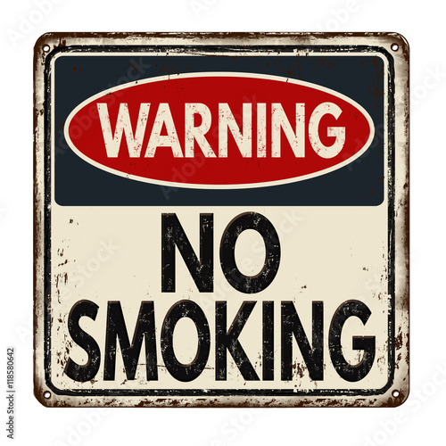 Warning no smoking zone vintage metal sign