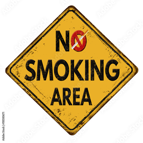 No smoking area vintage metal sign