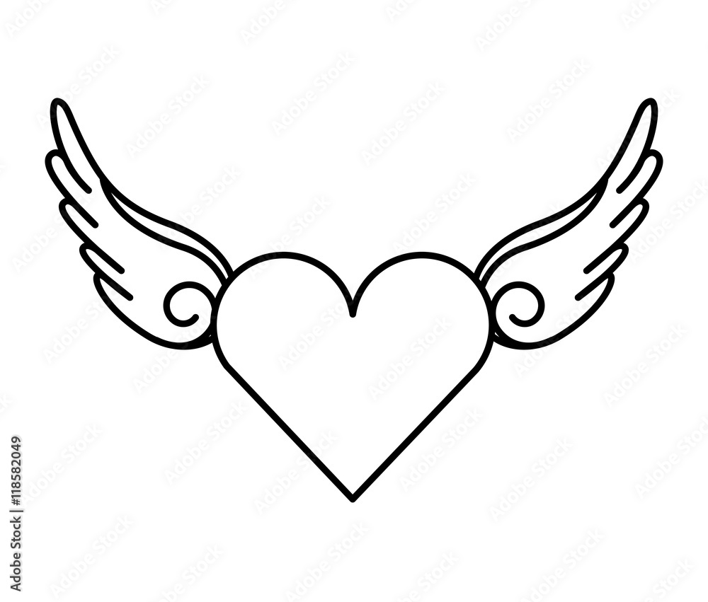 wing fly drawing tattoo style isolated icon wing fly drawing tattoo style isolated icon