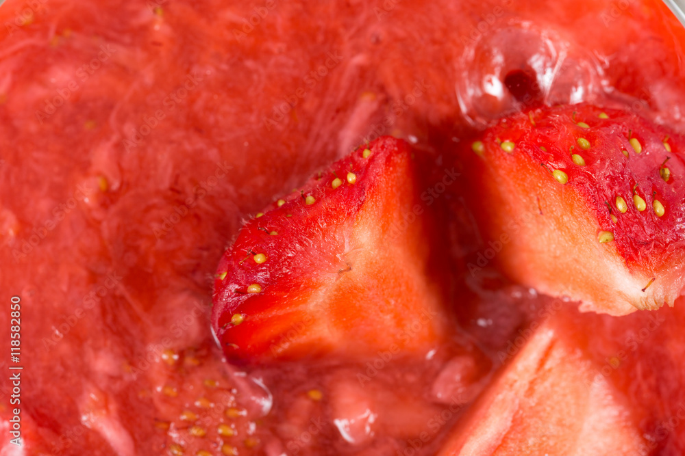 Strawberry mousse with a close at the top, photo with a shallow Strawberry mousse with a close at the top, photo with a shallow