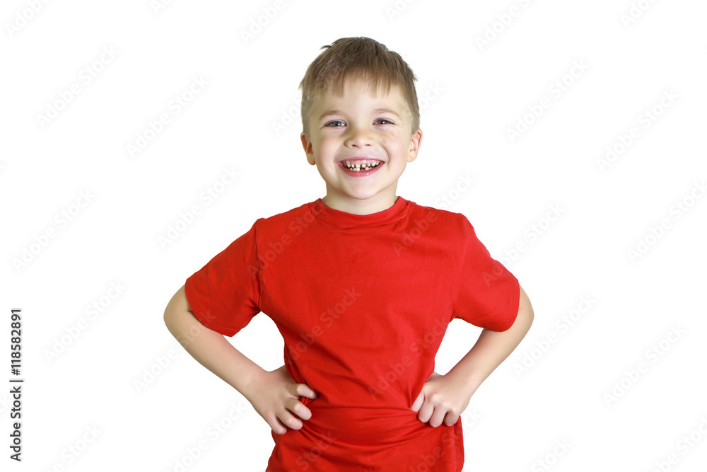 Boy of five years, laughing and looking in camera Boy of five years, laughing and looking in camera