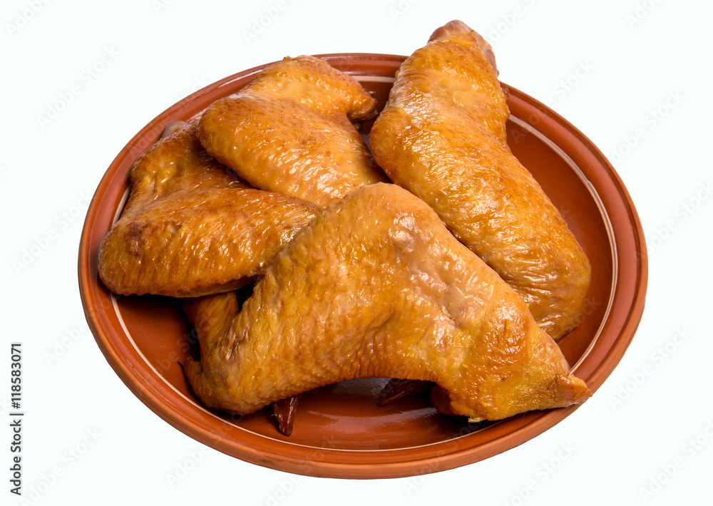 Smoked Chicken wings Isolated on White Background Smoked Chicken wings Isolated on White Background