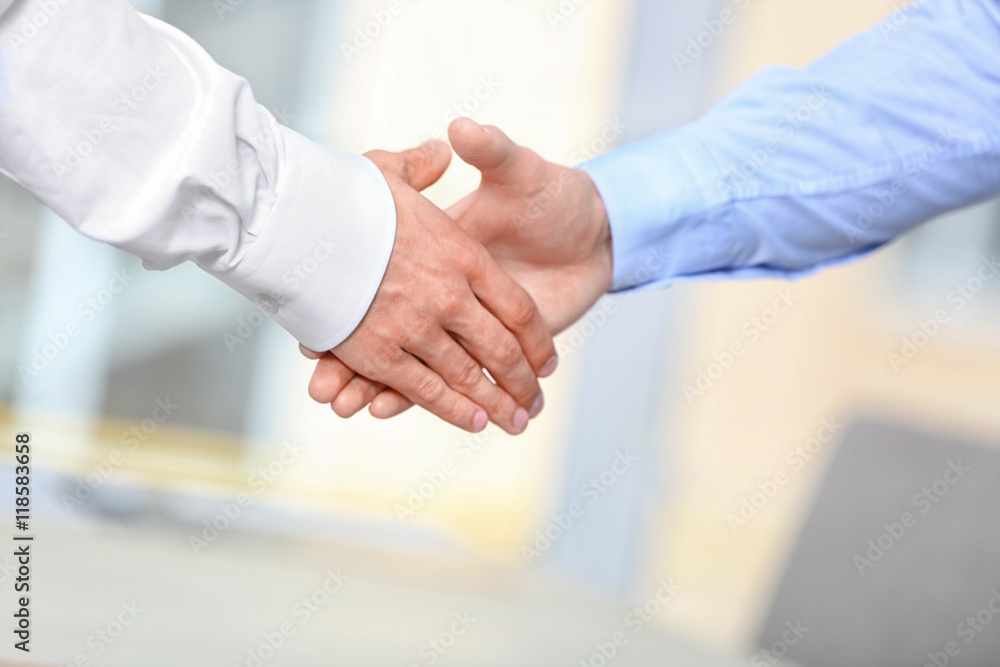Businessmen shaking hands in office Businessmen shaking hands in office