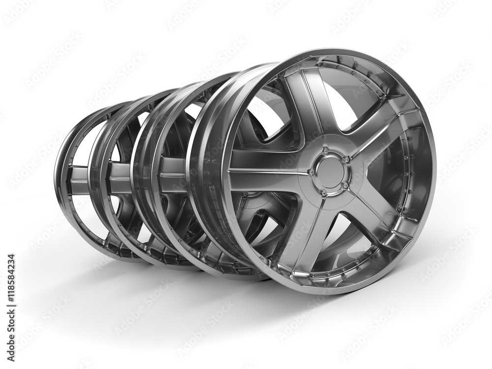Polished chrome rims wheels