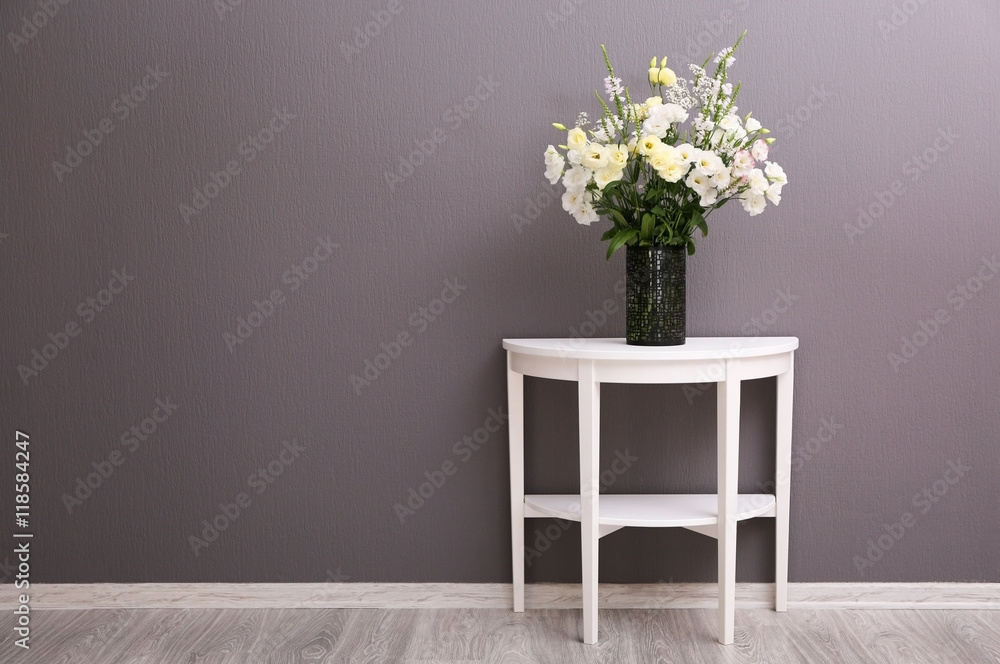 Beautiful flower bouquet on grey wall background Beautiful flower bouquet on grey wall background