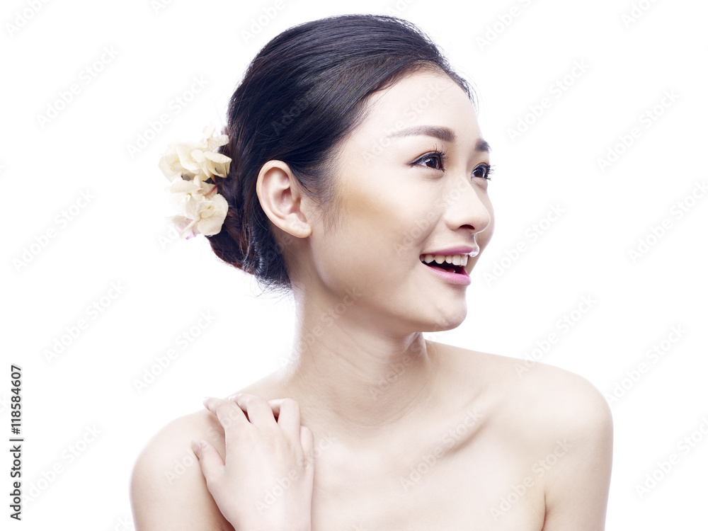 portrait of a young asian woman, isolated on white background. portrait of a young asian woman, isolated on white background.