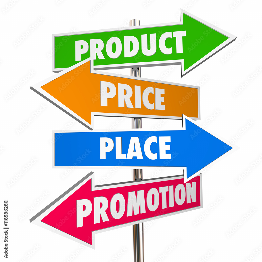 Product Price Place Promotion 4 Ps Marketing Signs 3d Illustrati Product Price Place Promotion 4 Ps Marketing Signs 3d Illustrati