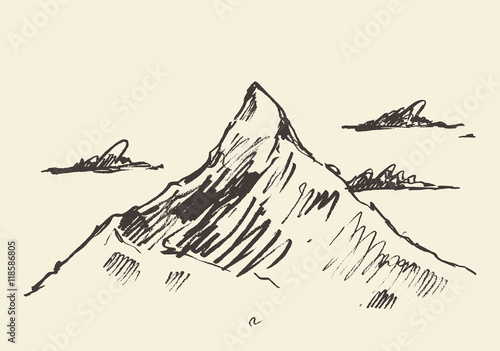 Sketch of a mountain peak, vector illustration