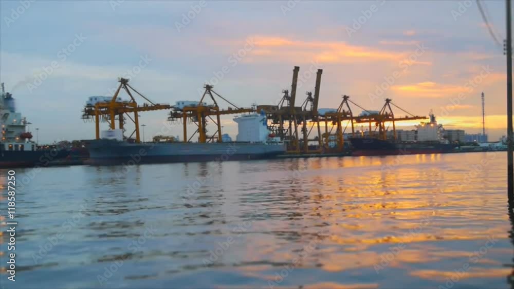 Speed video of industrial port at morning in Thailand Speed video of industrial port at morning in Thailand