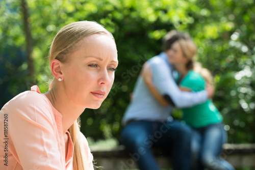 Obraz na płótnie Close-up Of Depressed Young Woman