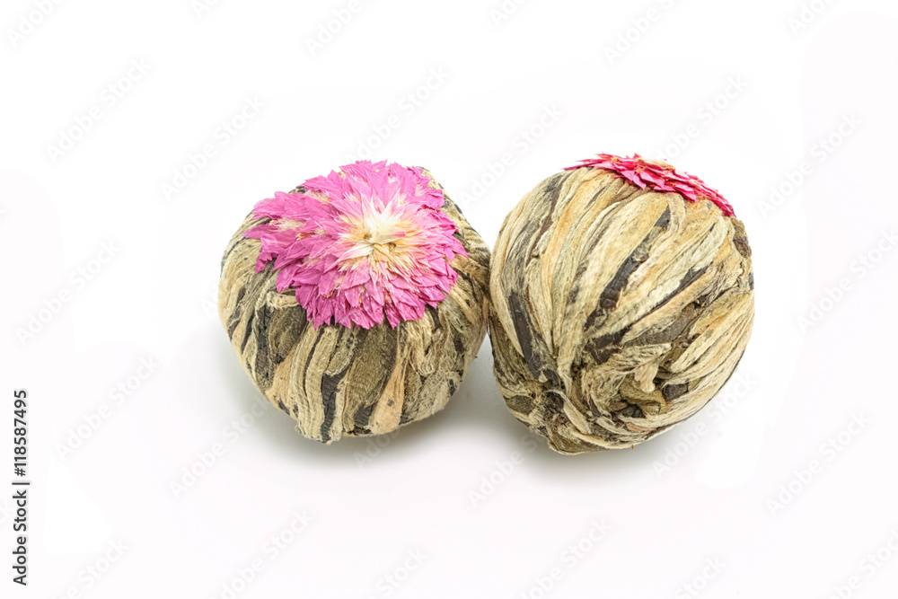 Fototapeta premium floral blooming tea balls isolated on white