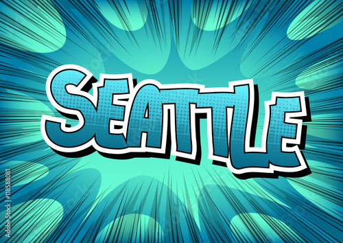 Seattle - Comic book style word.