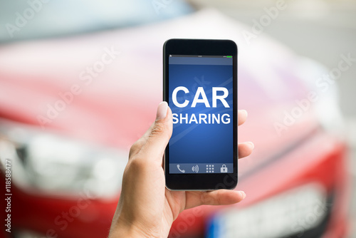 Smart Phone With Car Sharing App On Screen