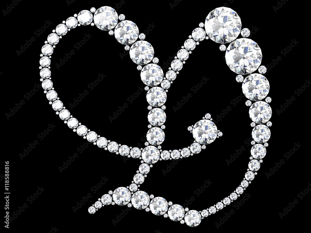 diamond letters with gemstones isolated on black diamond letters with gemstones isolated on black
