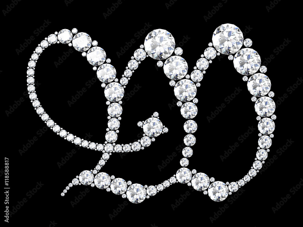 diamond letters with gemstones isolated on black diamond letters with gemstones isolated on black