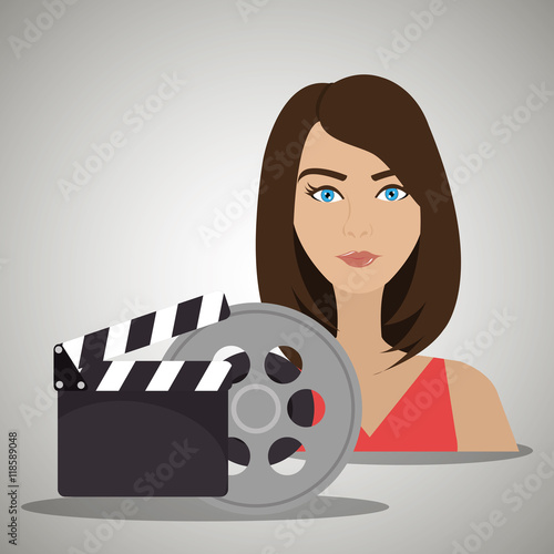 woman movie video theater vector illustration graphic