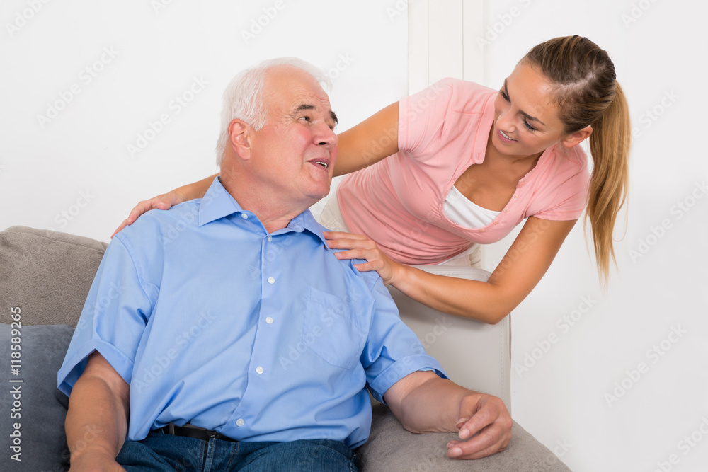 Fototapeta premium Portrait Of A Young Woman With Her Father