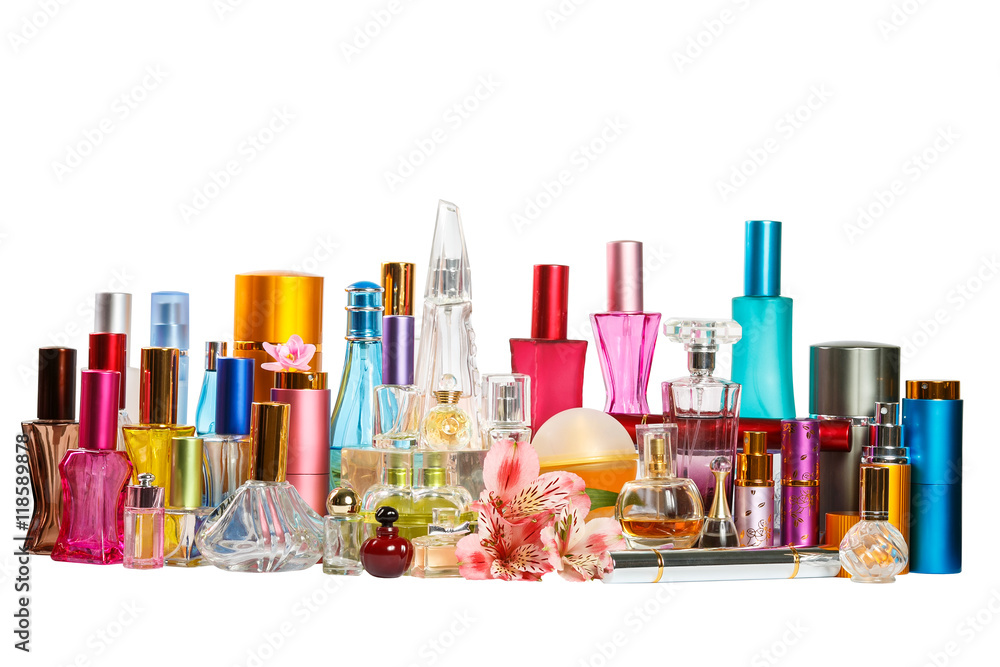 Perfume bottles isolated on the white background Perfume bottles isolated on the white background