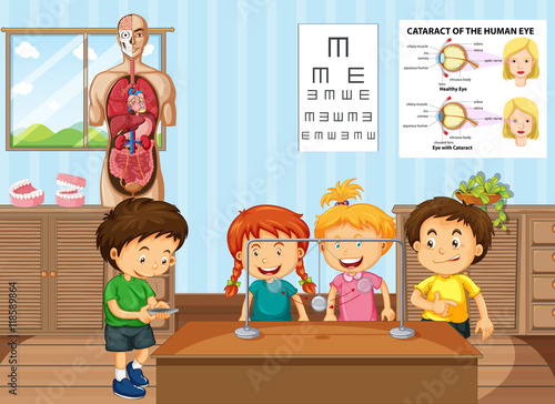 Students learning science in classroom