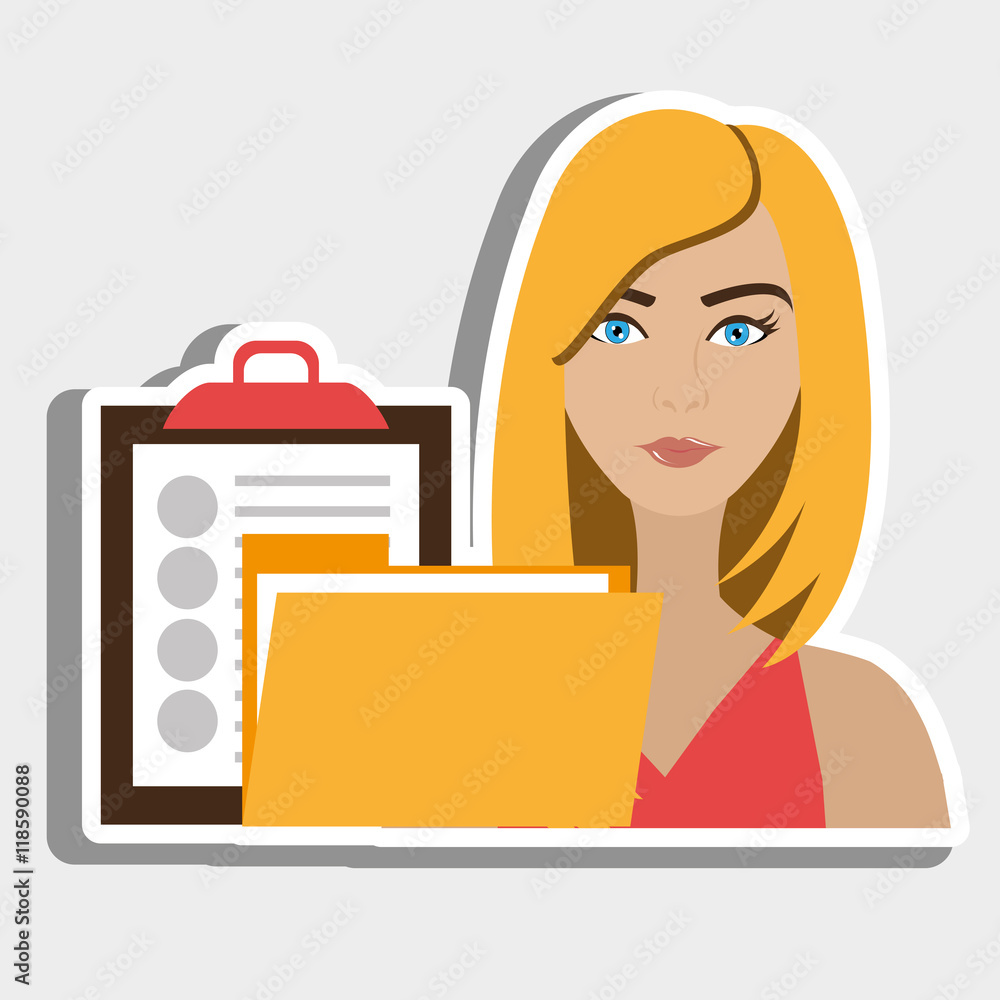 woman clipboard folder file vector illustration graphic woman clipboard folder file vector illustration graphic