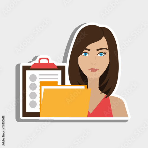 woman clipboard folder file vector illustration graphic