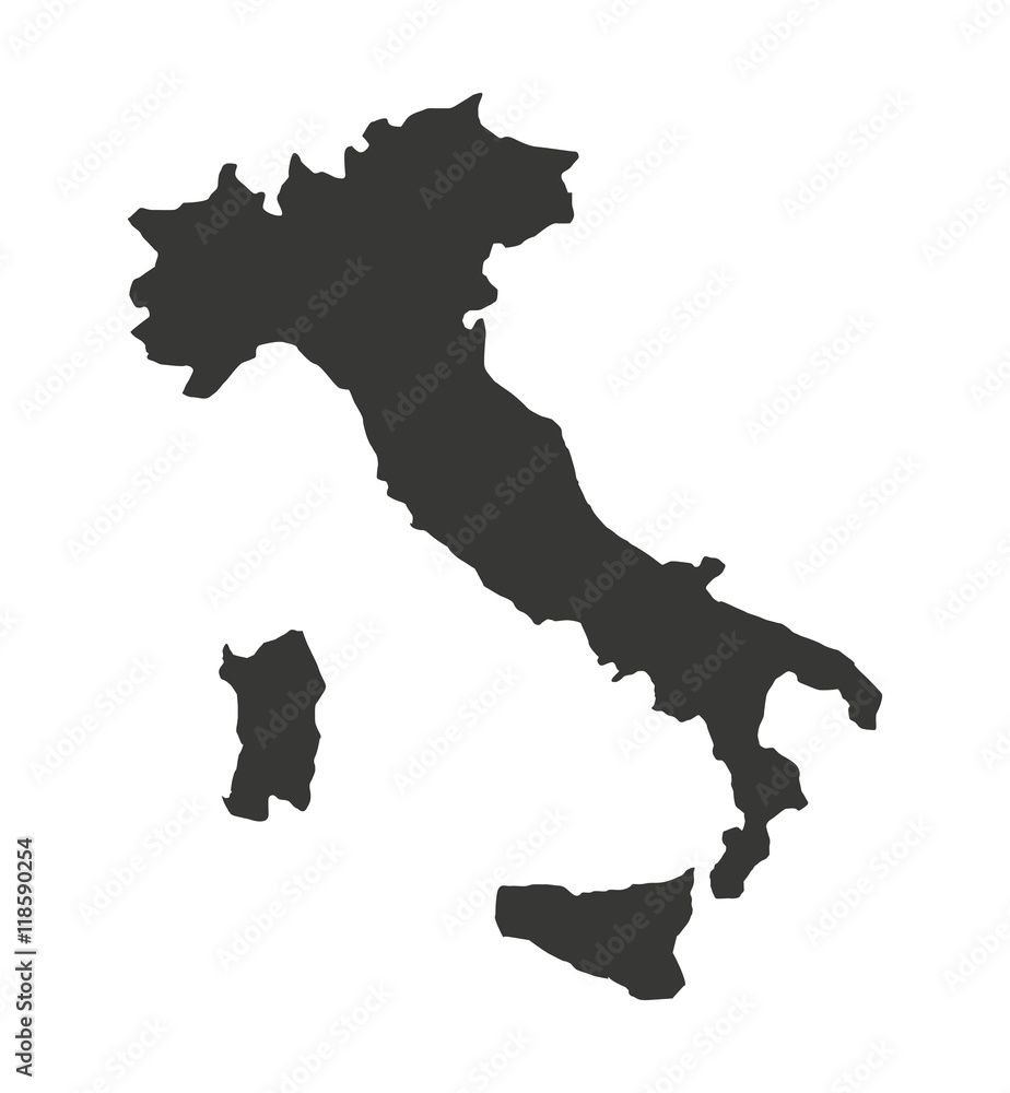 Mapa Włochy na białym tle sylwetka <span>plik: #118590254 | autor: Gstudio</span>