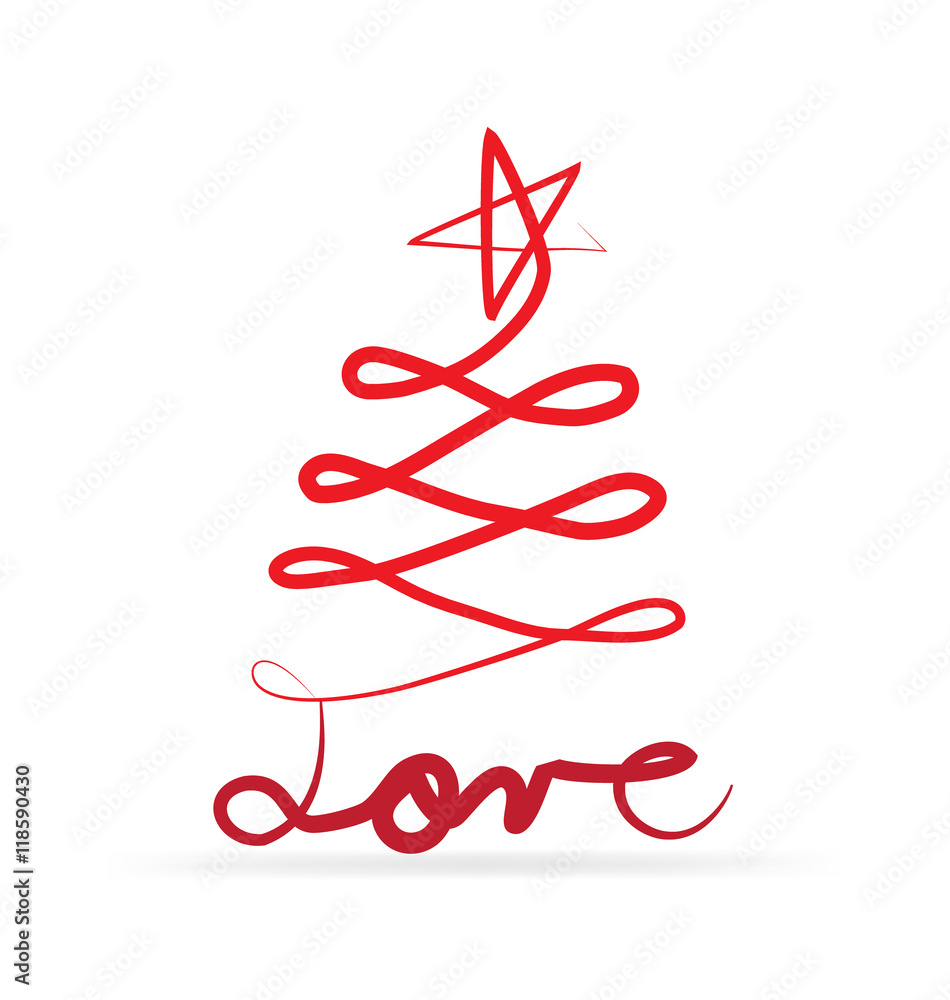 Christmas tree love vector card Stock Vector Adobe Stock