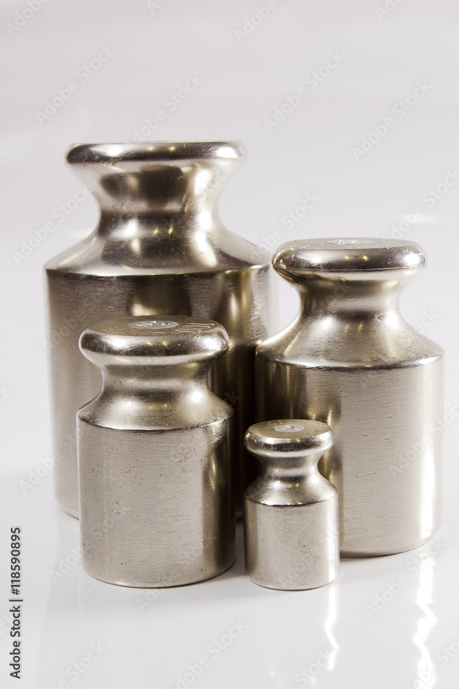 Set of precision weights for a balance scale Set of precision weights for a balance scale