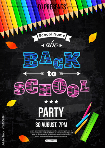 Back to school party poster template
